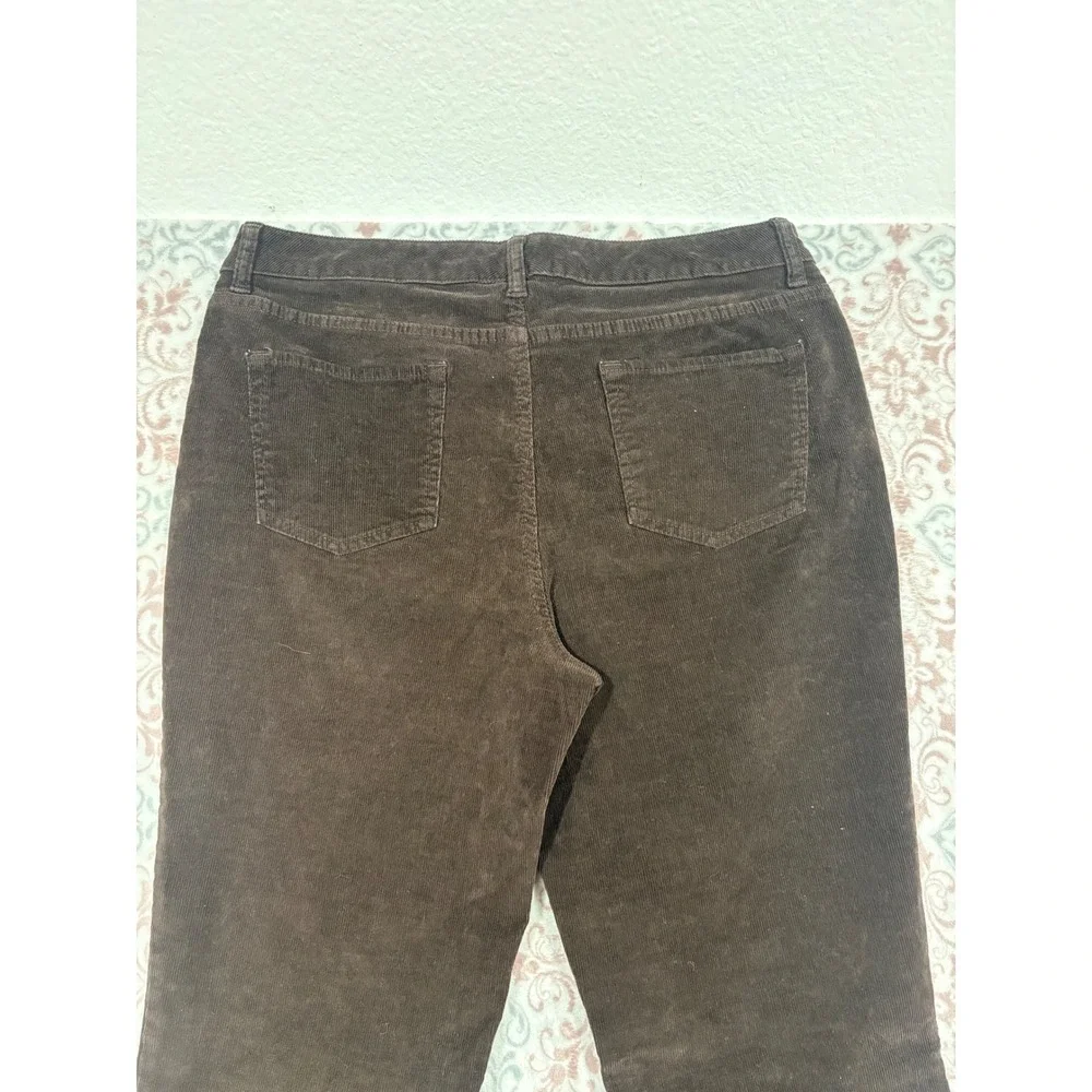 St. John's Bay Womens Brown Corduroy Bootcut Pants Size 14L Long Stretch Cotton